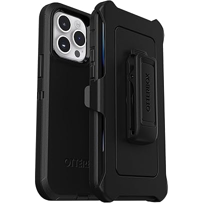OtterBox iPhone 14 Pro Max (ONLY) Defender Series Case - Black, Rugged & Durable, with Port Protection, Includes Holster Clip Kickstand
