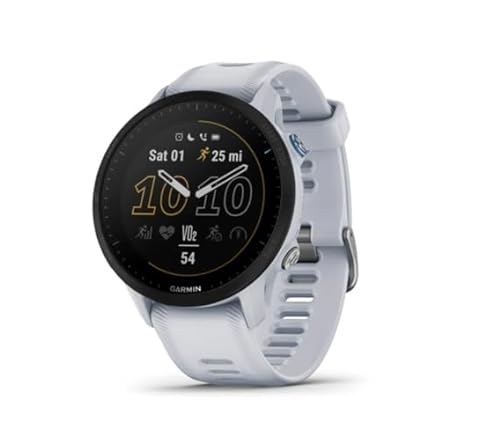 Garmin Forerunner 955, GPS Running Smartwatch, Tailored to Triathletes, Long-Lasting Battery, Whitestone