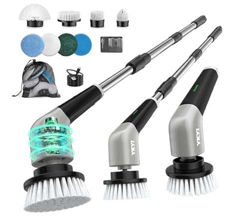 YKYI Electric Spin Scrubber,Cordless Electric Cleaning Brush,Shower Scrubber with 8 Replaceable Brush Heads,Power Scrubber …