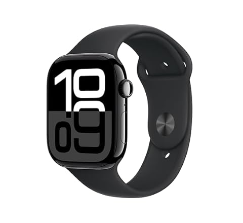 Apple Watch Series 10 [GPS 46mm] Smartwatch with Jet Black Aluminium Case with Black Sport Band. Fitness Tracker, ECG App, …