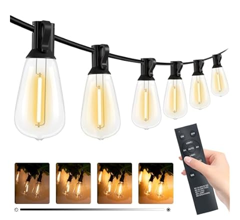 litogo 120FT String Lights Outdoor with Remote, Waterproof Patio Lights Dimmable with Timer, Shatteproof Edison Bulb String…