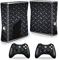 MightySkins Skin Compatible with X-Box 360 Xbox 360 S Console - Black Diamond Plate | Protective, Durable, and Unique...
