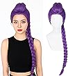 Probeauty Purple Braid Wig for Women, Short Purple Cosplay Wig with Detachable Braided for Halloween Costume Party