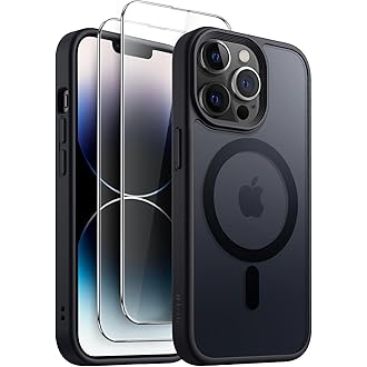 JETech 3 in 1 Magnetic Case for iPhone 14 Pro Max 6.7-Inch with 2 Pack Tempered Glass Screen Protectors, Compatible with MagS