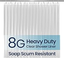 LiBa PEVA 8G Bathroom Shower Curtain Liner, 72" W x 72" H, Clear, 8G Heavy Duty Waterproof Shower Curtain Liner