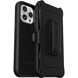 OtterBox iPhone 14 Pro Max (ONLY) Defender Series Case - Black, Rugged & Durable, with Port Protection, Includes Holster Clip