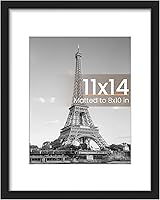 upsimples 11x14 Picture Frame, Display Pictures 8x10 with Mat or 11x14 Without Mat, Wall Hanging Photo Frames, Black