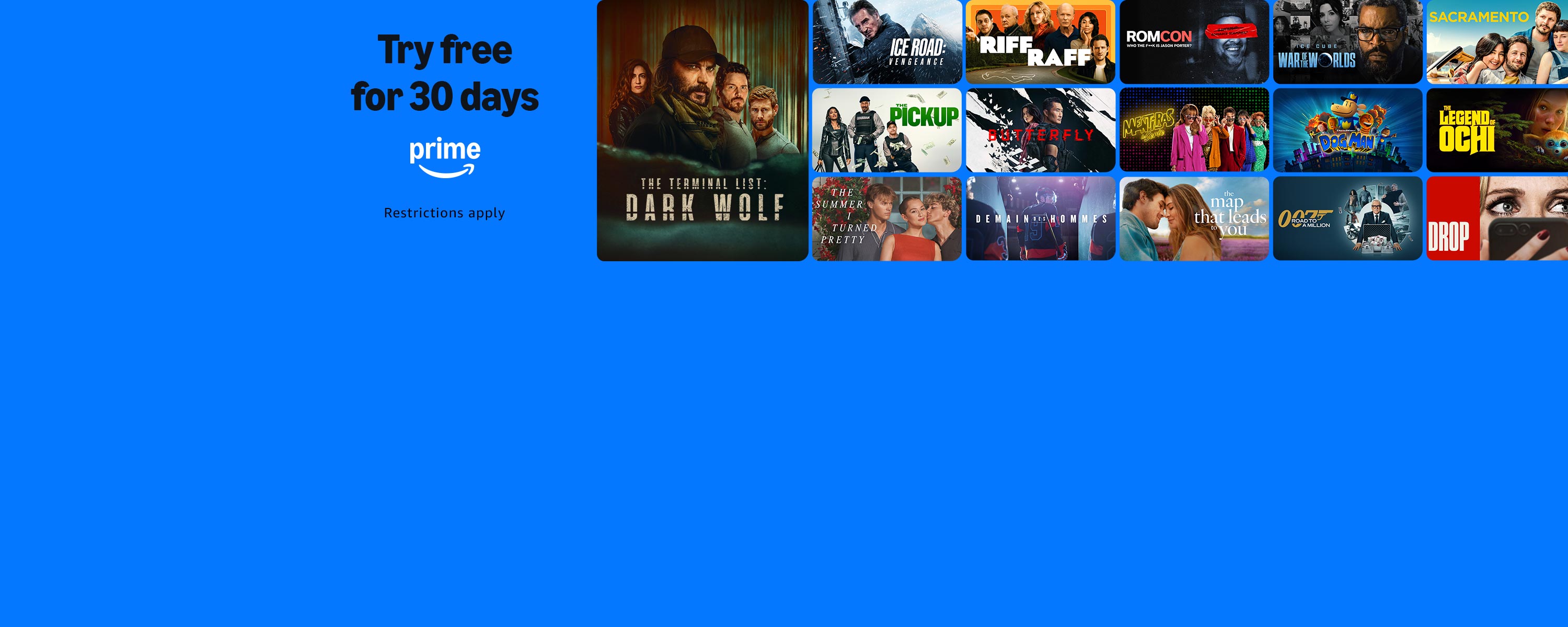 Try free for 30 days. Prime. Restrictions apply.