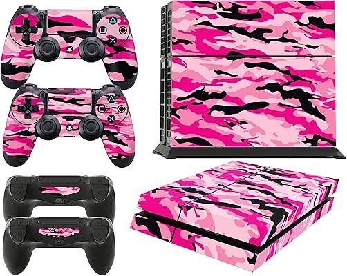 GNG PS4 Console Pink CAMO Skin Decal Vinal Sticker + 2 Controller Skins Set
