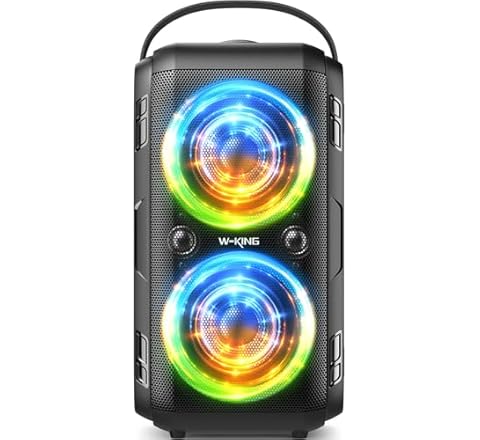 W-KING Bluetooth Speaker Loud, 180W Peak Party Portable Outdoor Haut Parleur Speaker Wireless Boom Box/4 Drivers(2 * 4.04’’…